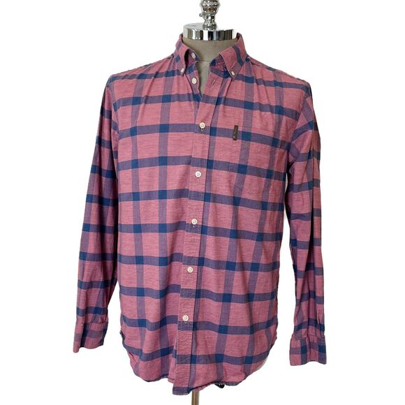 Ben Sherman Pink Blue Plaid Men's Casual Shirt Button Front Large - Picture 2 of 8